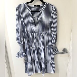 Blue and White Stripe Cotton Poplin Kenzo Dress L